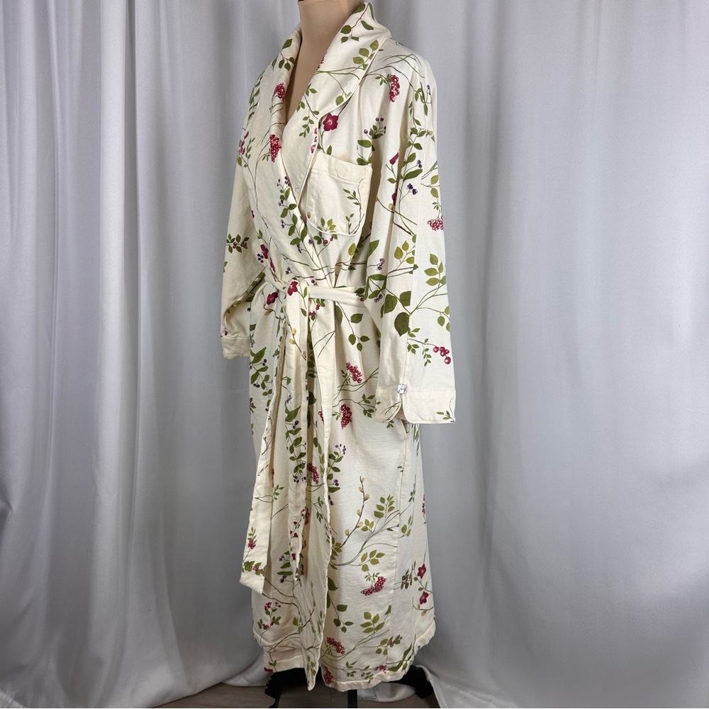 Vtg Crabtree & Evelyn Floral Cotton Robe L Long Wrap Cottagecore * New But READ - Picture 4 of 15